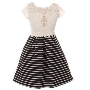 Infant Toddler Girl Dress Color Block Striped Summer Special Flower Girl Dress